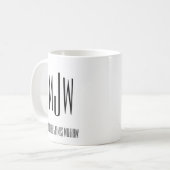 Mug Nom du monogramme initial noir blanc (Devant gauche)