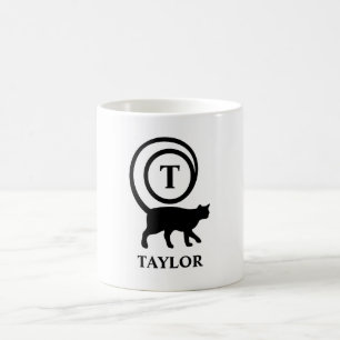 Mug Nom du monogramme Kitty initial Chat Lover Blanc N