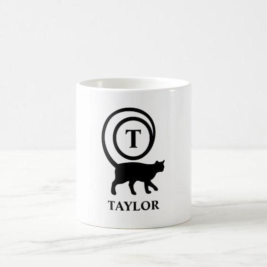 Mug Nom du monogramme Kitty initial Chat Lover Blanc N (Centre)