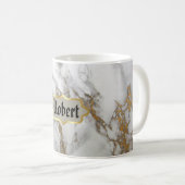 Mug Nom du monogramme Marble Rose Gold Musique (Devant droit)