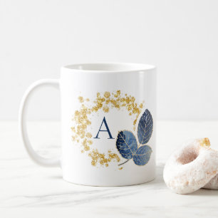 Mug Nom du monogramme mignon Girly Gold Sparken & Blue