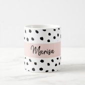Mug Nom du monogramme moderne | Points rose et noir Pa (Centre)