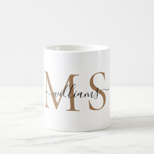 Mug Nom du monogramme noir et or