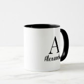 Mug Nom du monogramme noir moderne personnalisé (Devant droit)