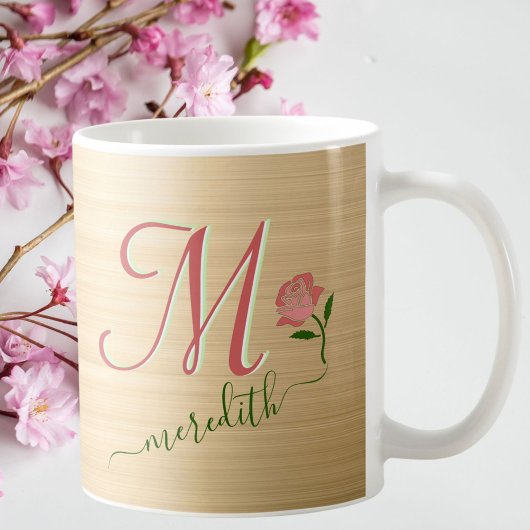 Mug Nom du monogramme personnalisé Glam Gold