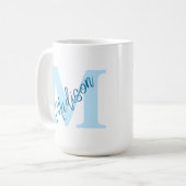Mug Nom du monogramme personnalisé Musique bleue (Devant gauche)
