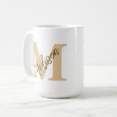 Mug Nom du monogramme personnalisé Tan Brown Musique (Devant gauche)