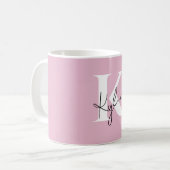 Mug Nom du monogramme personnel rose moderne - (Devant gauche)