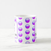Mug Nom du monogramme Pointe Polka violet vibrante ini (Centre)