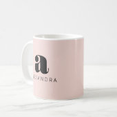 Mug Nom du monogramme rose gras moderne (Devant gauche)