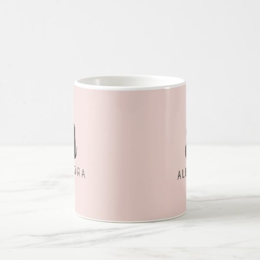 Mug Nom du monogramme rose gras moderne (Centre)
