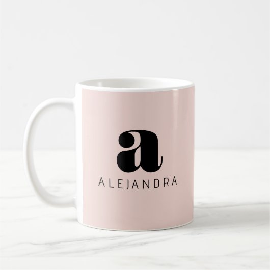 Mug Nom du monogramme rose gras moderne (Gauche)
