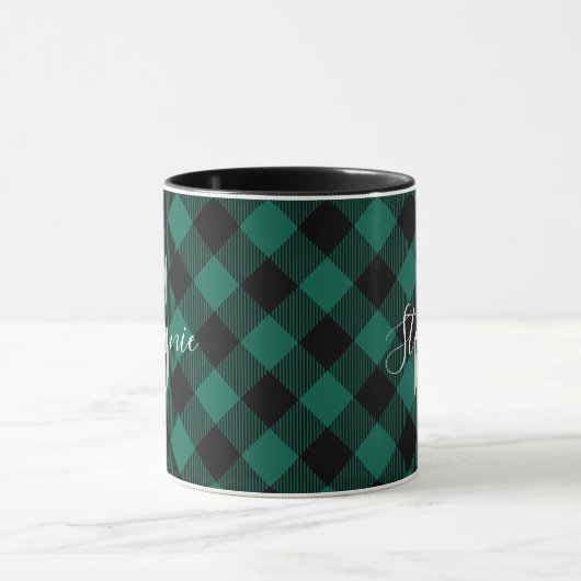 Mug Nom du monogramme rustique du bison vert (Centre)