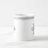 Mug Nom du monogramme Script de méandre grec élégant i (Centre)