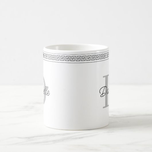 Mug Nom du monogramme Script de méandre grec élégant i (Centre)