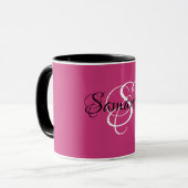 Mug Nom du monogramme Script initial Magenta (Devant gauche)