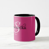 Mug Nom du monogramme Script initial Magenta (Devant droit)