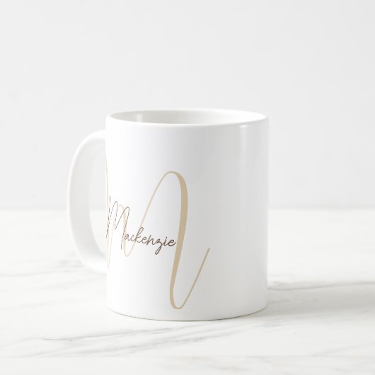 Mug Nom du monogramme Script initial Simple (Devant gauche)