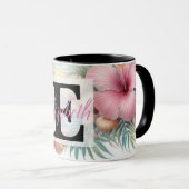 Mug Nom du monogramme sur l'aquarelle Fleurs coquillag (Devant droit)