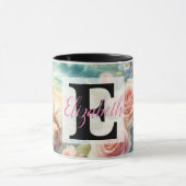 Mug Nom du monogramme sur l'aquarelle Fleurs coquillag (Centre)
