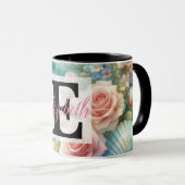 Mug Nom du monogramme sur l'aquarelle Fleurs coquillag (Devant droit)