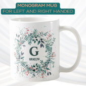 Mug Nom du monogramme Végétation de Noël