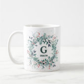 Mug Nom du monogramme Végétation de Noël (Gauche)