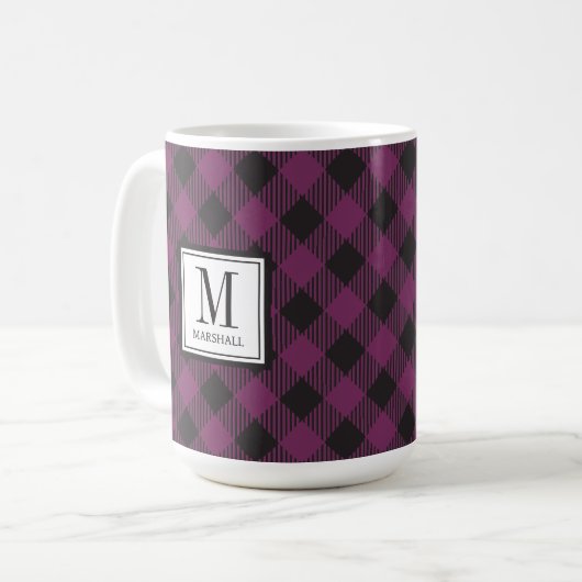 Mug Nom du monogramme violet de Buffalo (Devant gauche)