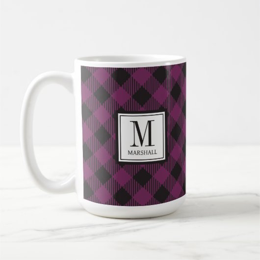 Mug Nom du monogramme violet de Buffalo (Gauche)