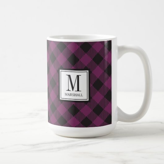 Mug Nom du monogramme violet de Buffalo (Droite)