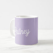Mug Nom du monogramme violet de lavande chic personnal (Devant gauche)