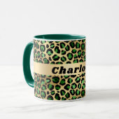 Mug Nom du motif du léopard vert émeraude (Devant gauche)