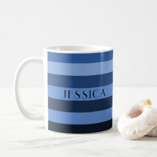 Mug Nom du Motif Modern Blue Stripes