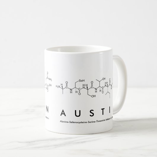 Mug nom du peptide Austin (Devant droit)