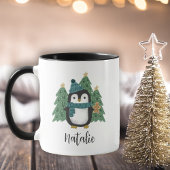 Mug Nom du petit pingouin de Noël mignon
