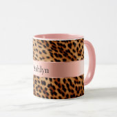 Mug Nom du ruban rose du Rose animal léopard (Devant droit)