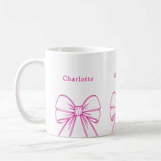 Mug Nom du script à ruban rose chaud (Gauche)