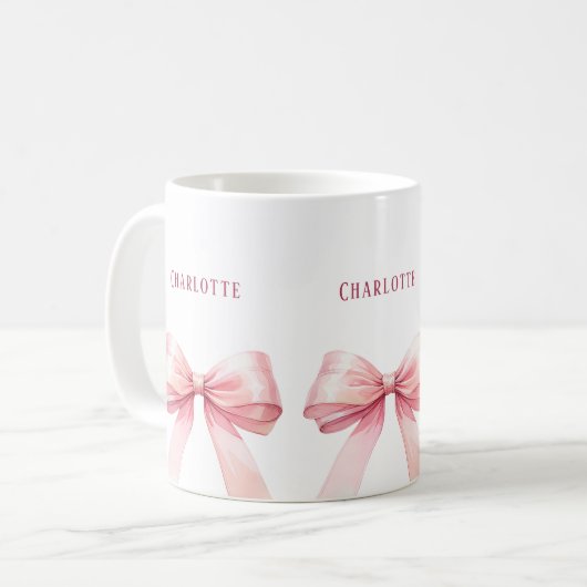 Mug Nom du script à rubans roses (Devant gauche)