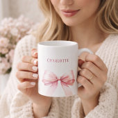 Mug Nom du script à rubans roses