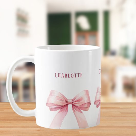 Mug Nom du script à rubans roses