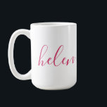 Mug Nom du script Cadeau personnalisé Rose blanc perso<br><div class="desc">Une magnifique bouteille d'eau avec un nom personnalisé dans une police de script moderne et élégante. En rose et blanc. Merveilleux comme une fête des mères, vacances, anniversaire, ménage ou cadeau de servante d'honneur.</div>