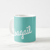 Mug Nom du script Cadeau personnalisé Turquoise Bleu B (Devant gauche)