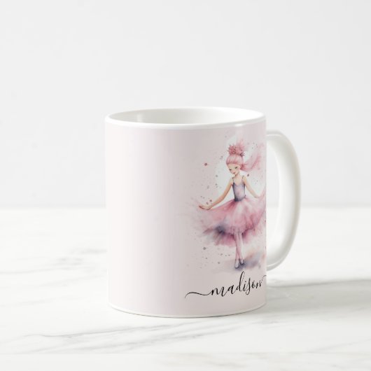Mug Nom du script de la ballerine de Noël rose (Devant droit)