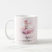 Mug Nom du script de la ballerine de Noël rose (Gauche)