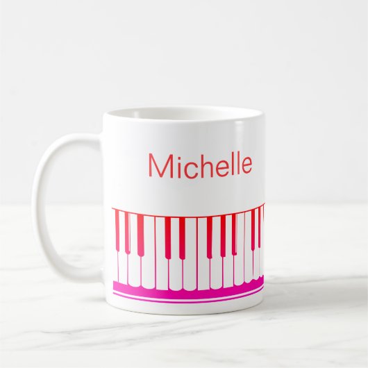 Mug Nom du script de notes de musique de piano Noir Bl (Gauche)