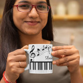 Mug Nom du script de notes de musique de piano Noir Bl