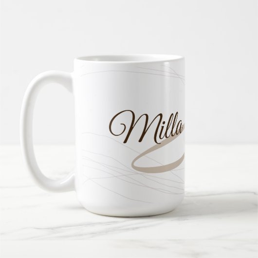 Mug Nom du script et initiale (monogramme) blanc 15 oz (Gauche)