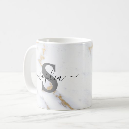 Mug Nom du script Monogramme personnalisé initial (Devant gauche)