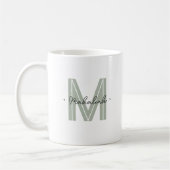 Mug Nom du script monographique personnalisé Sage vert (Gauche)