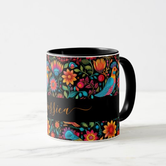 Mug Nom du script motif mexicain moderne (Devant droit)
